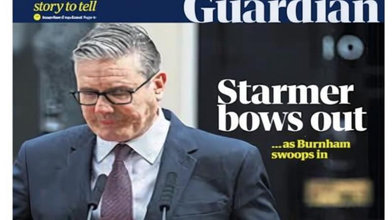 The Guardian’s front pages following the resignations of David Cameron, in 2016, and Keir Starmer on Monday