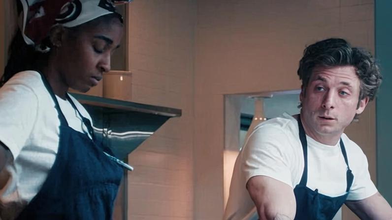 Final course … Jeremy Allen White as Carmy Berzatto and Ayo Edebiri as Sydney Adamu.