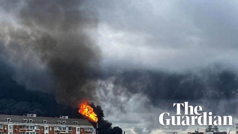 A black plume of smoke rises over Moscow oil refinery after Ukrainian drone attack