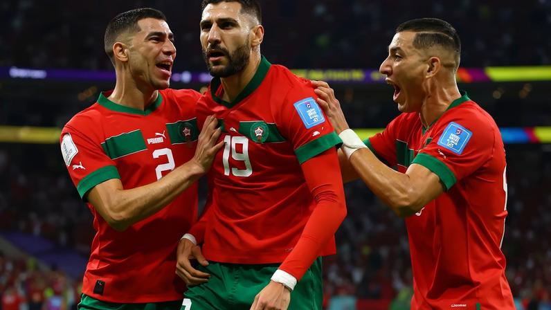 Youssef En-Nesyri celebra seu gol na Copa do Mundo de 2022