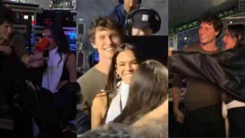 O cantor canadense Shawn Mendes e a atriz brasileira Bruna Marquezine no show da Dua Lipa em São Paulo em 15 de novembro de 2025.