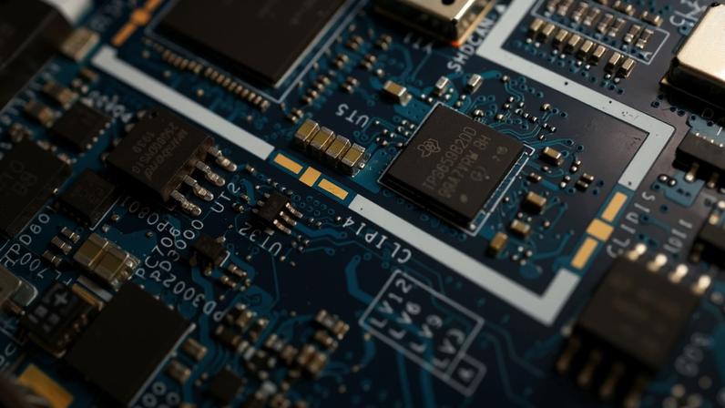 Chips semicondutores em placa de circuito de computadores