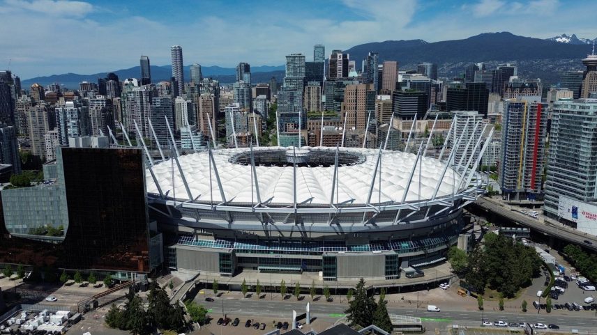 A drone view shows BC Place stadium, ahead of the FIFA World Cup soccer tournament, in Vancouver, British Columbia, Canada May 12, 2026. REUTERS/Jennifer Gauthier