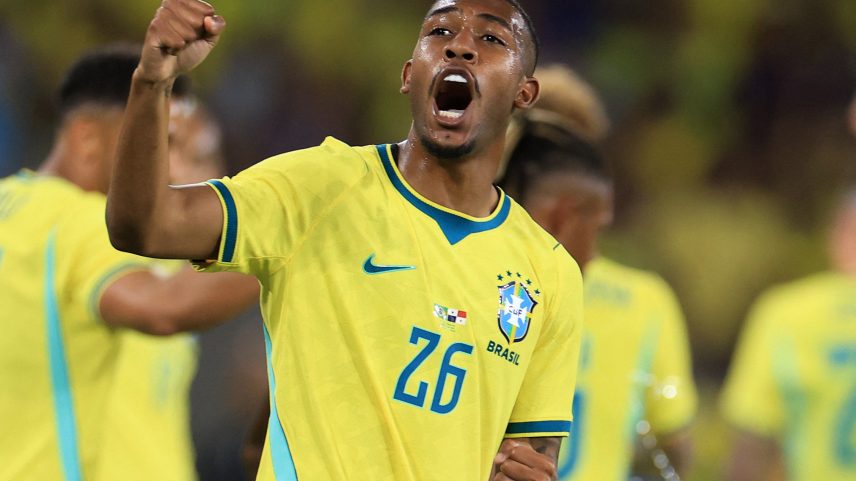 Rayan comemora gol marcado pelo Brasil no amistoso contra o Panamá — Foto: Reuters
