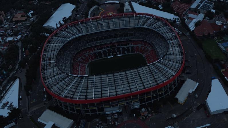 FILE PHOTO: A drone view shows Banorte Stadium, also known as Azteca Stadium, as renovation work continues ahead of the World Cup, which begins on June 11, in Mexico City, Mexico, May 11, 2026. REUTERS/Henry Romero/File Photo