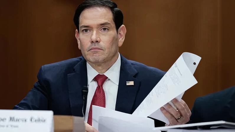 Secretário de Estado dos EUA, Marco Rubio, no Comitê de Relações Exteriores do Senado nesta terça-feira (2)