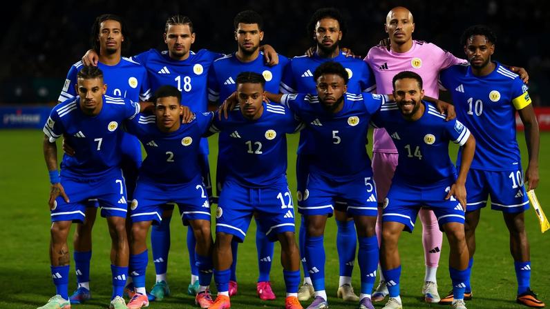 FILE PHOTO: Soccer Football - FIFA World Cup - CONCACAF Qualifiers - Group B - Jamaica v Curacao - National Stadium Independence Park, Kingston, Jamaica - November 18, 2025 Curacao players pose for a team group photo before the match REUTERS/Gilbert Bellamy/File Photo