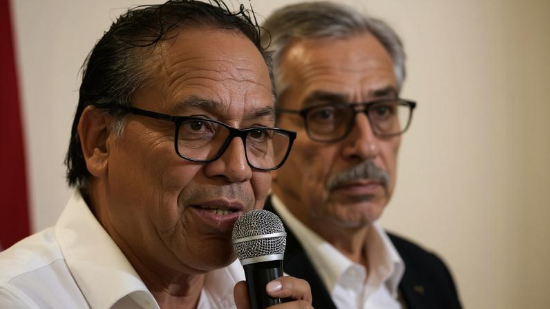 O candidato à presidência do Peru, Roberto Sánchez, discursa para a imprensa antes do segundo turno das eleições, em 7 de junho, contra Keiko Fujimori , em Lima, Peru, em 5 de junho de 2026