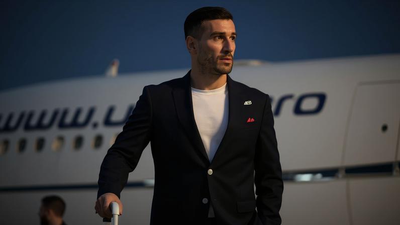 Ehsan Hajsafi, da seleção do Irã, chega ao Aeroporto Internacional de Tijuana, no México, antes da disputa da Copa do Mundo de 2026. Foto: Victor Medina/Reuters