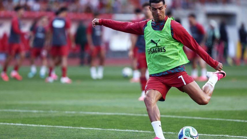 Cristiano Ronaldo no aquecimento antes de Portugal x Nigéria, amistoso pré-Copa do Mundo 2026 — Foto: REUTERS/Rodrigo Antunes
