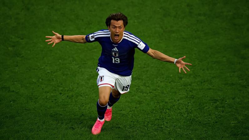 Koki Ogawa celebrates Japan's late goal in Dallas
