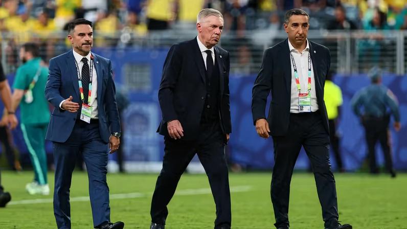 Técnico Carlo Ancelotti após Brasil 1 x 1 Marrocos — Foto: Reuters/Caean Couto