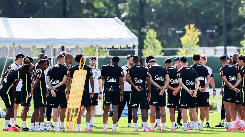 Soccer Football - FIFA World Cup 2026 - Brazil Training - Columbia Park Training Facility, Morristown, New Jersey, U.S. - June 15, 2026 General view during training IMAGN IMAGES via Reuters/Caean Couto