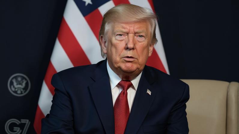 O presidente dos EUA, Donald Trump, participa de uma reunião bilateral com o presidente egípcio, Abdel Fattah el-Sisi (não aparece na foto), à margem da Cúpula do G7 em Evian-les-Bains, França, em 17 de junho de 2026 — Foto: REUTERS/Evelyn Hockstein