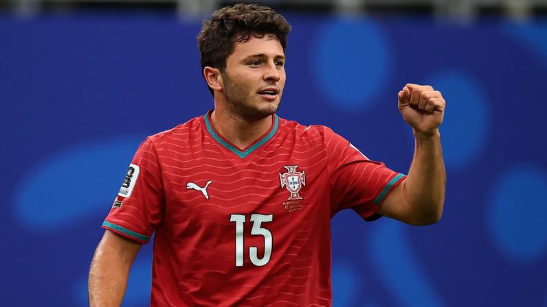João Neves comemora gol de Portugal contra a RD Congo — Foto: REUTERS/Pedro Nunes