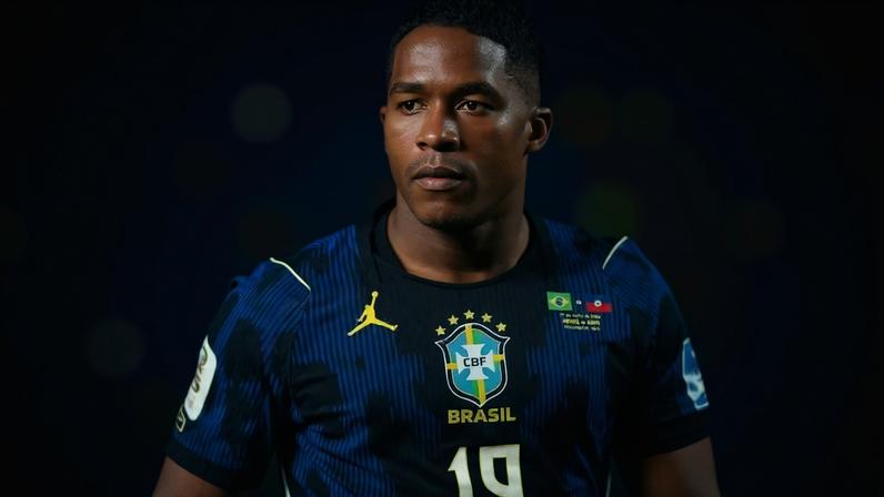 Endrick em ação pelo Brasil contra o Haiti — Foto: IMAGN IMAGES via Reuters/James Lang