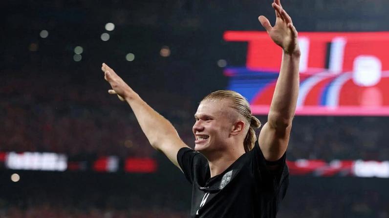 Haaland celebrates his first goal at MetLife in another impressive display from the Norway striker