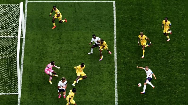 Harry Kane fires a late chance over the bar that would have won the game for England