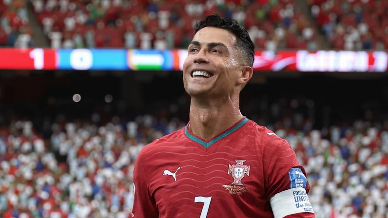 Cristiano Ronaldo sorri durante goleada de Portugal sobre Uzbequistão — Foto: IMAGN IMAGES via Reuters/Troy Taormina