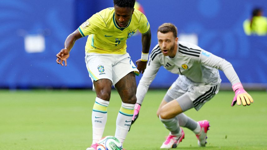 Vini Jr Vinicius Junior Brasil Escócia Seleção — Foto: Nathan Ray Seebeck