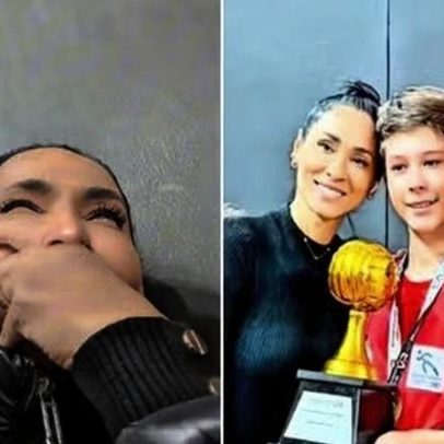 Jaque e Murilo se emocionam com filho campeão primeiro título no vôlei