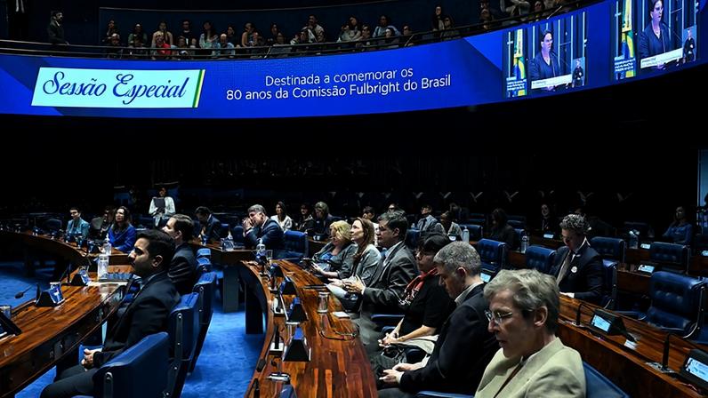Parlamentares e convidados acompanham a sessão.