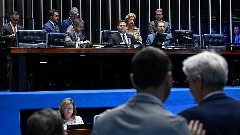 Mesa: senador Marcos Rogério (PL-RO); presidente do Senado Federal, senador Davi Alcolumbre (União-AP); secretário-geral da Mesa do Senado Federal, Danilo Augusto Barboza de Aguiar; senadora Ivete da Silveira (MDB-SC); deputado Marcel van Hattem (Novo-RS); deputado Sérgio Turra (PP-RS).