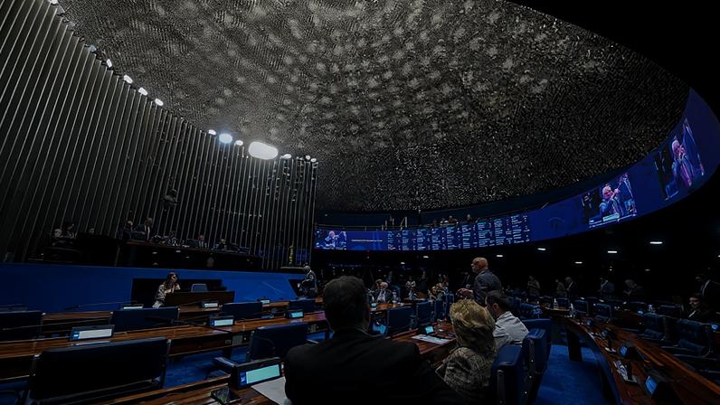 Mesa: 4º secretário da Mesa do Senado Federal, senador Laércio Oliveira (PP-SE); senador Marcos Rogério (PL-RO); presidente do Senado Federal, senador Davi Alcolumbre (União-AP); secretário-geral da Mesa do Senado Federal, Danilo Augusto Barboza de Aguiar.