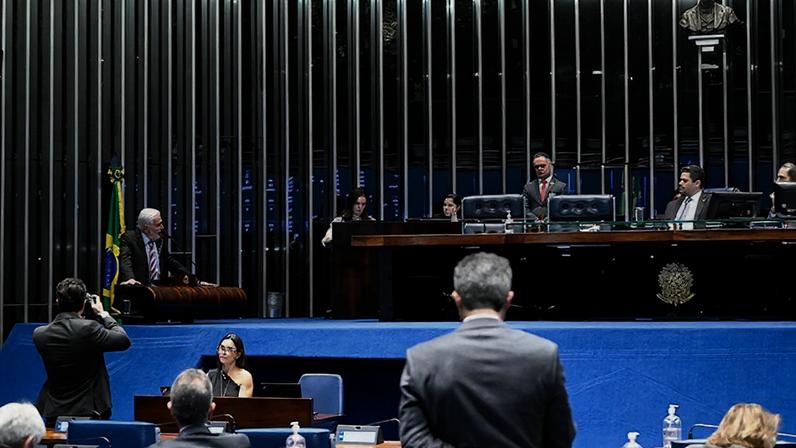 Mesa: presidente do Senado Federal, senador Davi Alcolumbre (União-AP); secretário-geral da Mesa do Senado Federal, Danilo Augusto Barboza de Aguiar.