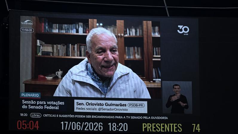 Em pronunciamento via videoconferência, senador Oriovisto Guimarães (PSDB-PR).