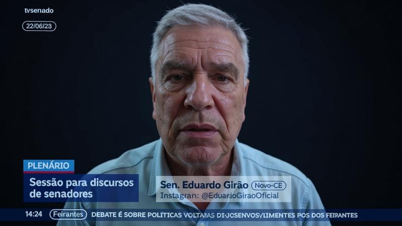 Em pronunciamento via videoconferência, senador Eduardo Girão (Novo-CE).