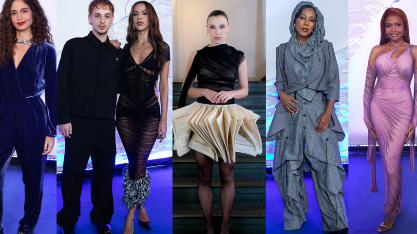 Alice Wegmann transforma livro em vestido e lidera desfile de famosos no Prêmio da Música Brasileira; veja os looks.