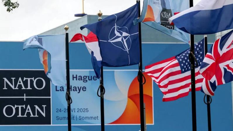 Imagem de arquivo mostra preparações para cúpula da Otan em Haia, na Holanda, em 23 de junho de 2025.