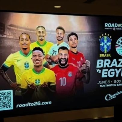 Cartaz de Brasil x Egito afasta atleta da Copa para promover jogo da Seleção