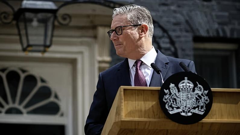 Keir Starmer makes his resignation statement in Downing Street on Monday.