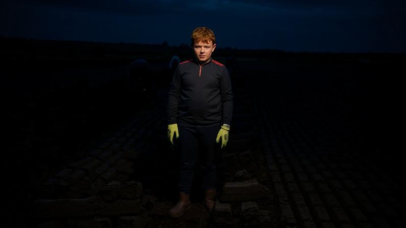 Daniel footing turf for domestic use, Knockirr Bog, County Kildare, 2022. Photograph: Shane Hynan