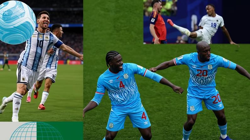 Lionel Messi celebrates against Algeria; Democratic Republic of the Congo players dance; and Cape Verde’s Dailon Livramento raises a boot against Spain.