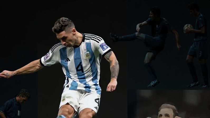 Argentina's Gonzalo Montiel scores the winning penalty in the 2022 World Cup final, Fabio Grosso wins the 2006 World Cup for Italy, England's Harry Kane after missing a penalty during the quarter-final against France and Roberto Baggio of Italy is dejected after missing the decisive penalty in the 1994 final.