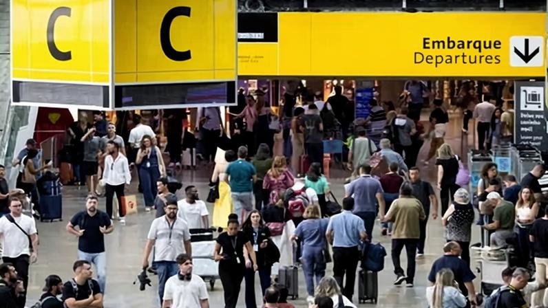 Passengers at Guarulhos international airport in São Paulo, Brazil, on 29 November 2024.