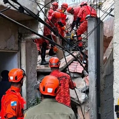 Duas crianças ficam sob escombros após desabamento de imóvel no Rio