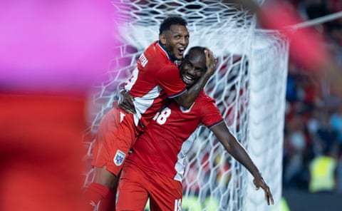 Cecilio Waterman (right) and Alberto Quintero embark on their first World Cup tournament in their mid-30s. Photograph: Eliezer Aizprua/EPA