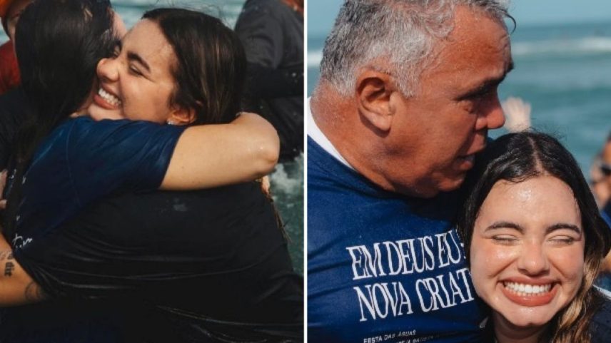 Jovem que aceitou Jesus se batiza e emociona a família