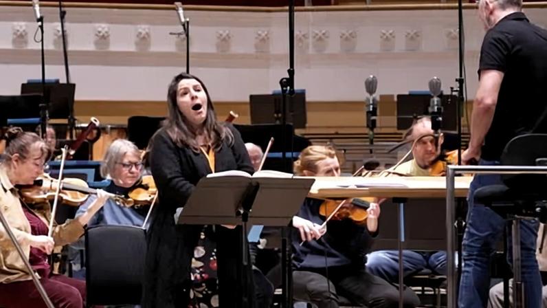 ‘Fleet-footed lightness’ … soprano Elizabeth Watts, conductor Rumon Gamba and the BBC Scottish Symphony Orchestra.