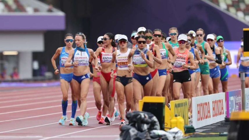 Prova de marcha atlética feminina no Mundial de Atletismo de Tóquio 2025 (Foto: Fernanda Paradizo)