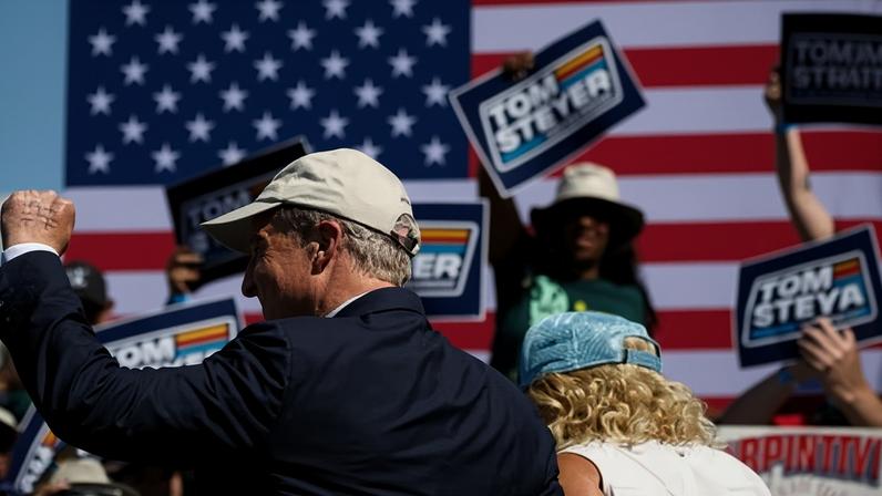 ‘In the last few days of May, corporate funds continued to pour into Pacs backing Becerra and attacking Steyer.’ Photograph: Jackson Tammariello/ZUMA Press Wire/Shutterstock