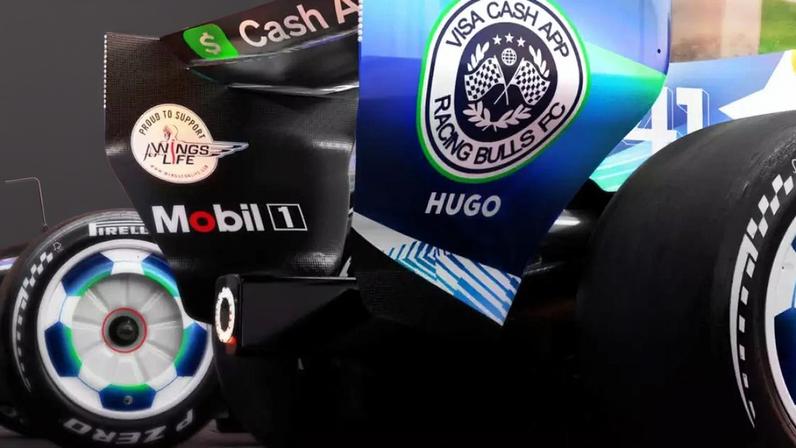 Traseira de carro da Racing Bulls, com pintura especial para o GP de Barcelona