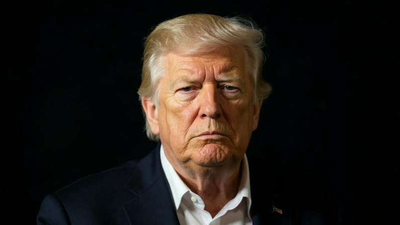 Split screen. Left, Donald Trump. Right, Gary O'Donoghue.
