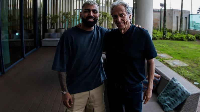2.jun.2026 - Gabigol, do Santos, publicou uma foto de um encontro com Jorge Jesus, ex-técnico do Flamengo, no Rio de Janeiro