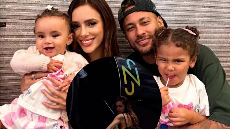 Bruna Biancardi embarcou no jatinho de Neymar com as filhas.
