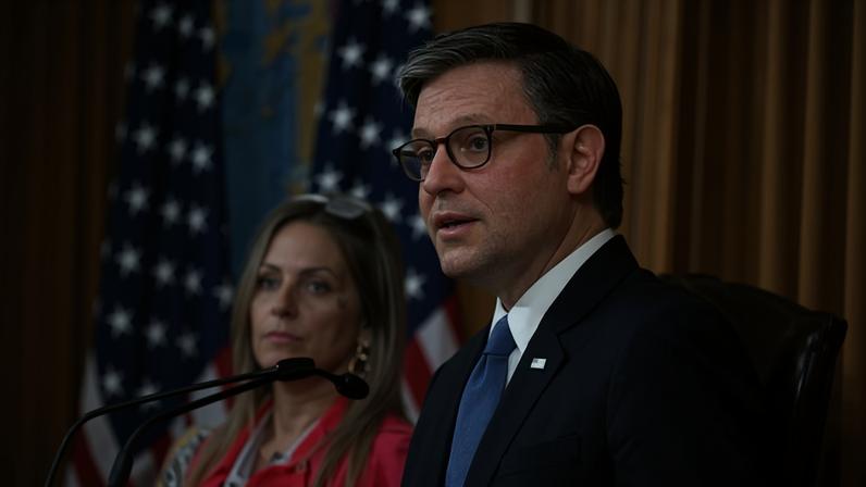 Mike Johnson on Capitol Hill in Washington DC on 9 June 2026.